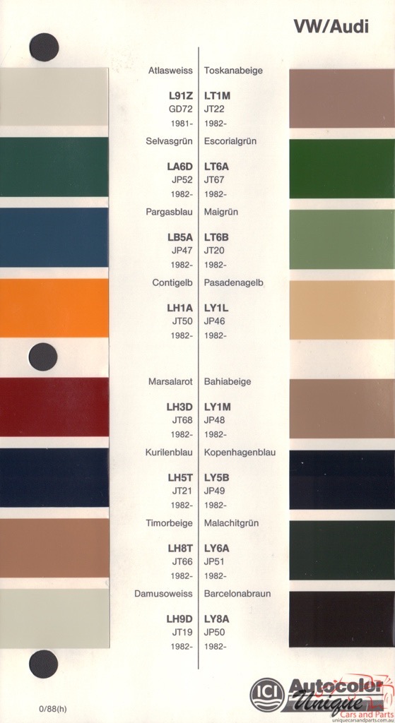 1981 - 1984 Volkswagen Paint Charts Autocolor 1